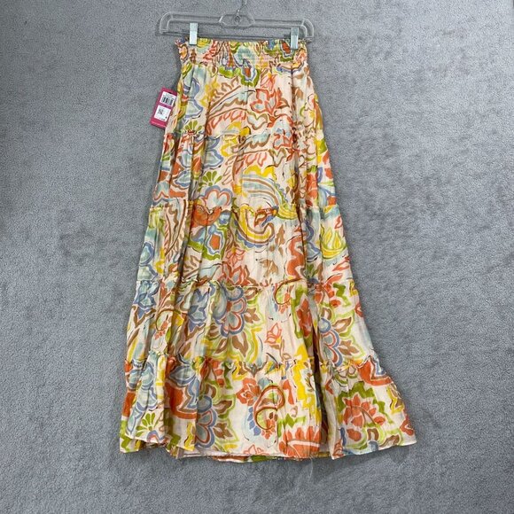 NEW Vince Camuto Paisley Womens XXS Printed Tiered Pull-On Vanilla Creme - Picture 3 of 9